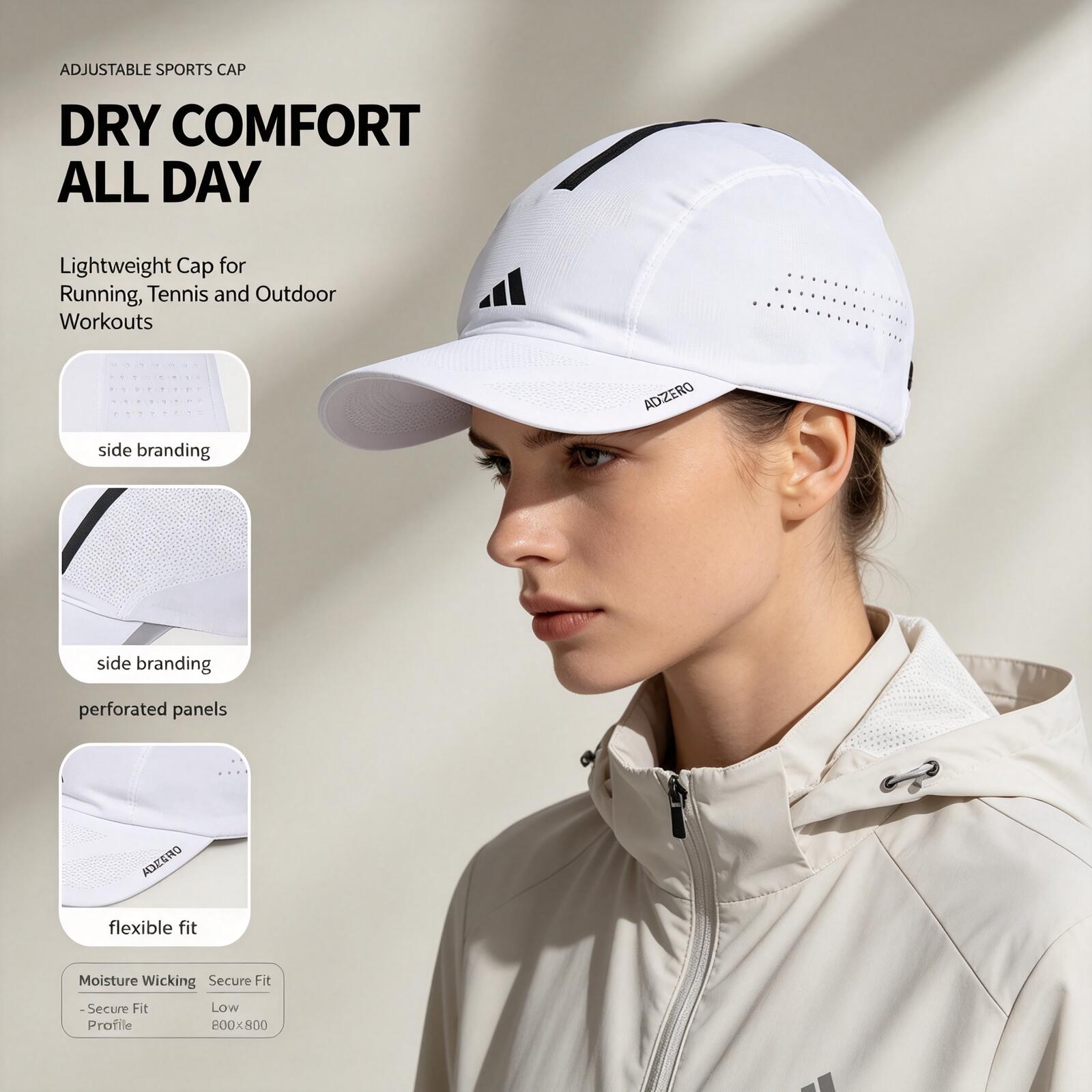 Boné de Corrida Adidas Branco  - Running Cap Lightweight avaliação e preço